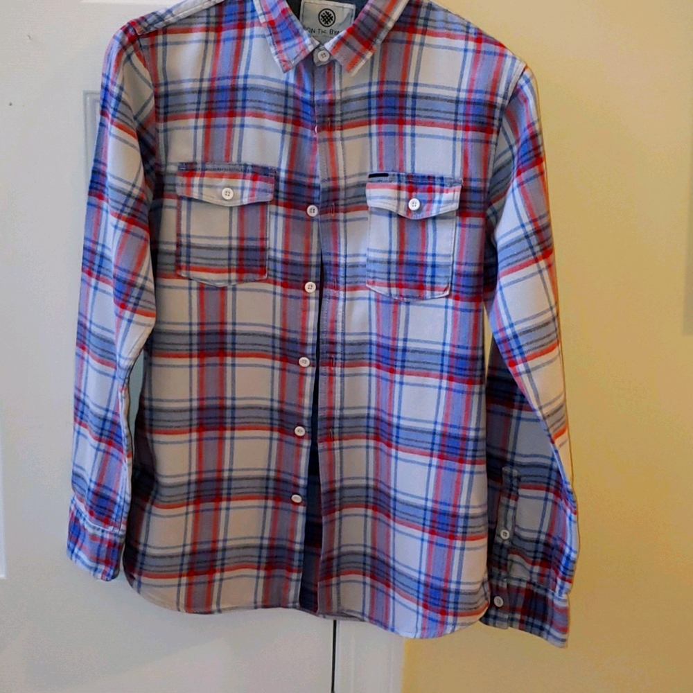 Men's ON THE BIAS 🤠 Flannel Plaid Shirt Long Sleeved 💯 Cotton Size Medium